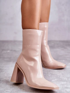 Dámske lakované čižmy Beige Margit