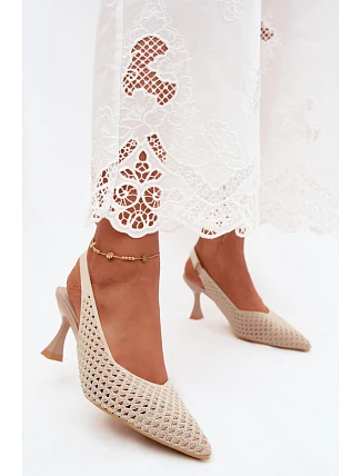 Textilné sandále na podpätku Pear Shape Beige Cherryla Textilné sandále na podpätku Pear Shape Beige Cherryla