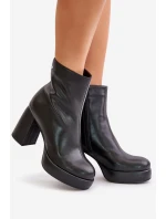 Botki Na Słupku Ze Skóry Naturalnej GOE OO2N4166-W2 Czarne
