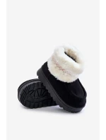 Śniegowce Botki Dziecięce Z Futerkiem I Wzorem Czarne Melefia