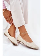 Baleriny Damskie Płaskie Z Brokatem Złote Tatorelis