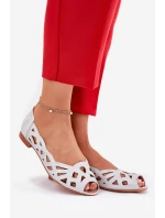 Ażurowe Baleriny Z Odkrytymi Palcami Srebrne Calgis