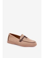 Mokasyny Loafersy Dámské Z Eko Zamszu Béžové Darwen
