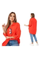 Dámska mušelínová košeľa 208 Červená - K-Fashion Dámska mušelínová košeľa 208 Červená - K-Fashion