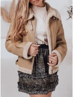 Dámska kožená bunda s ovčou kožušinou SHEREB khaki FashionStreet TY4757