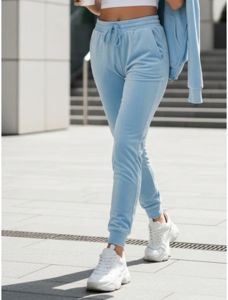 Dámske velúrové modré tepláky FashionStreet UY2835 Dámske velúrové modré tepláky FashionStreet UY2835