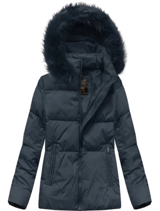 Dámska krátka zimná prešívaná bunda Dark Blue (7694)