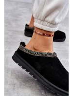 Zamszowe Damskie Papcie Z Futerkiem Czarne Buffie