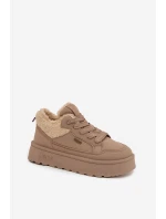 Dámska zateplená športová obuv na platforme SS274105 Beige - Big Star Dámska zateplená športová obuv na platforme SS274105 Beige - Big Star