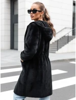 Dámsky dlhý kabát s kapucňou MELBY čierny FashionStreet NY0671