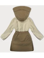 Béžovo-ecru prechodná bunda z rôznych lepených materiálov (WD2351)