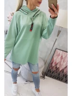 Tmavo mätová tunika na zips s kapucňou Oversize