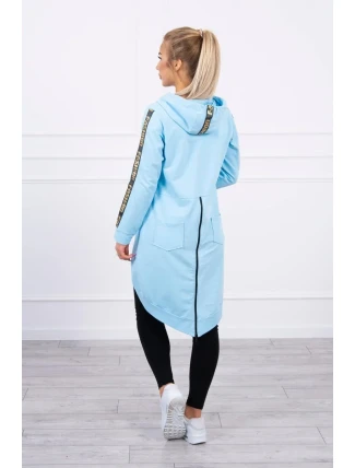 Mikina so zipsom na chrbte modrá