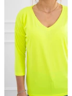 Blúzka s výstrihom do V žltá neónová