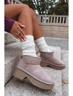 Śniegowce Damskie Z Naturalnego Zamszu Ocieplane Futerkiem Khaki Milora