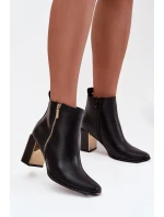 Dámské kotníkové boty na podpatku z eko kůže černé Camilyn
