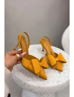 Podpatky s odhalenými patami a mašlí Žluté Eklevia