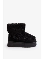 Dámske šnurovacie snehové topánky s hrubou podrážkou, čierne Loso Dámske šnurovacie snehové topánky s hrubou podrážkou, čierne Loso