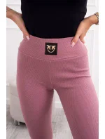 Pruhované legíny s vysokým pásom tmavoružové