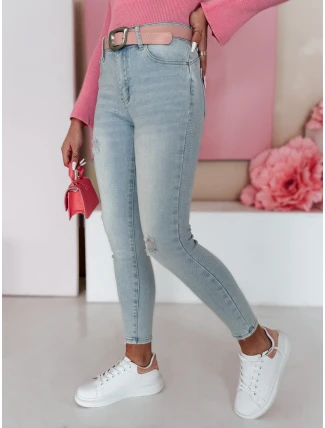 Dámske úzke džínsy s opaskom SLIMIVI modré FashionStreet UY2423 Dámske úzke džínsy s opaskom SLIMIVI modré FashionStreet UY2423