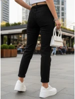Dámske nohavice s opaskom v maminom strihu čierne FashionStreet UY2873