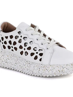 Dámske kožené topánky na platforme biele Artiker 56C1167