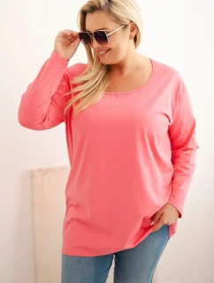 Dámska blúzka s lodičkovým výstrihom v ružovej farbe