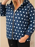Dámska bunda Plus Size s kapucňou a bodkami, modrá granátová