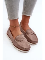 Dámske mokasíny z organického semišu Dark Beige Nestalia