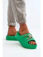 Klapki Damskie Lekkie Piankowe Z Ozdobami Zielone Orchia