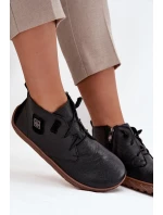 Dámske kožené čižmy Barefoot s ozdobnými detailmi Zazoo 30072 Black Dámske kožené čižmy Barefoot s ozdobnými detailmi Zazoo 30072 Black