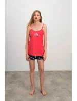 Dámske pyžamo 16325 Červená/tmavo modrá - Vamp Dámske pyžamo 16325 Červená/tmavo modrá - Vamp