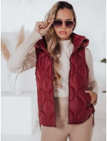 Dámska prešívaná vesta s kapucňou MISSVEST bordová FashionStreet TY5017