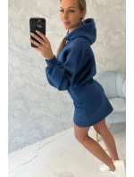 Zateplené šaty s džínsovým obálkovým spodkom