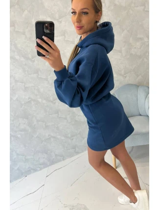 Zateplené šaty s džínsovým obálkovým spodkom