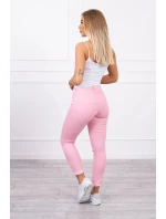 Svetloružové džínsové nohavice