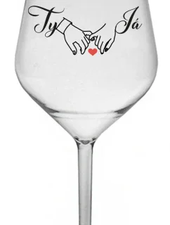 TY A JÁ (svatba) - čirá nerozbitná sklenice na víno 470 ml