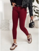 Dámske úzke džínsy BRITTNIX burgundy FashionStreet UY2222
