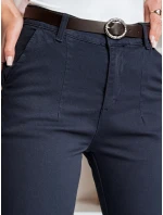 Dámske bavlnené nohavice slim fit s opaskom TAIRONIK navy blue FashionStreet UY2542 Dámske bavlnené nohavice slim fit s opaskom TAIRONIK navy blue FashionStreet UY2542