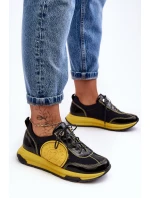 Damskie Buty Sportowe Skórzane Maciejka 06295-01 Czarno-Żółte Damskie Buty Sportowe Skórzane Maciejka 06295-01 Czarno-Żółte