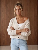 Dámsky voľný kardigán na gombíky, svetlo béžový, FashionStreet MY2575
