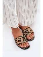 Płaskie Klapki Damskie Z Ozdobną Klamrą Panterka Clariola