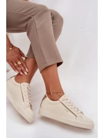 Damskie Sneakersy Z Eko Skóry Big Star SS274027 Beżowo-Złote