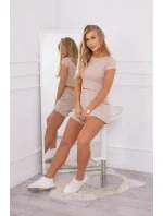 Bavlnená súprava so šortkami béžová