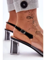 Sandały Transparentne Na Obcasie Czarne S.Barski MR1037-43