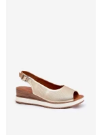 Skórzane Sandały Na Koturnie Artiker 56C2312 Złote