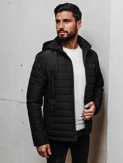 Pánska prechodná prešívaná bunda s kapucňou čierna FashionStreet TX5007