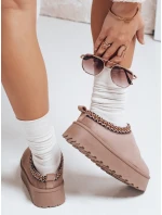 Dámske semišové snehule s výšivkou béžovej farby FashionStreet ZY1183 Dámske semišové snehule s výšivkou béžovej farby FashionStreet ZY1183