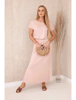 Viskózové šaty s vreckami púdrovo ružové