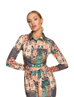 M706 Šaty s rukávmi, golierom a potlačou - model 1